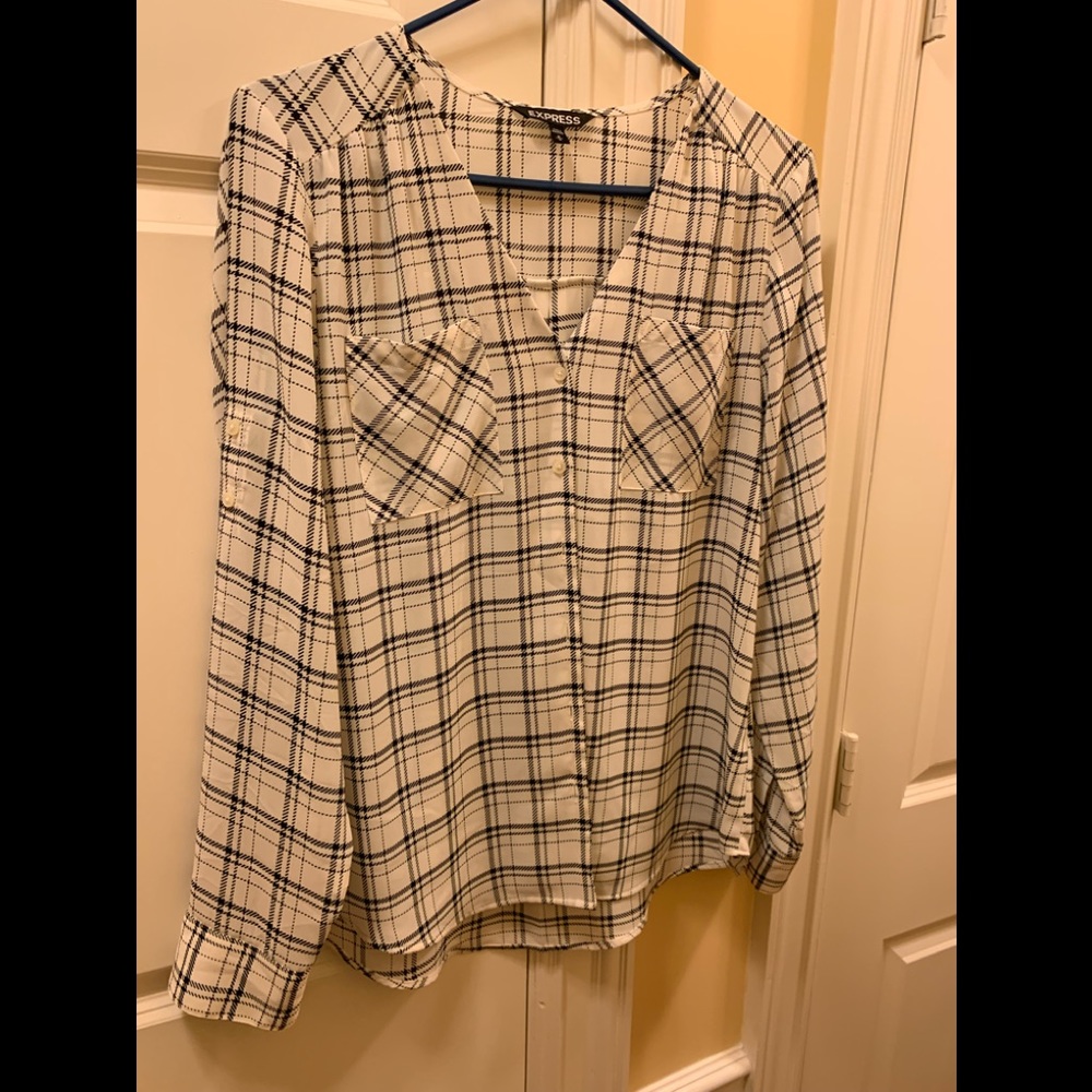 Express Plaid Button down Top